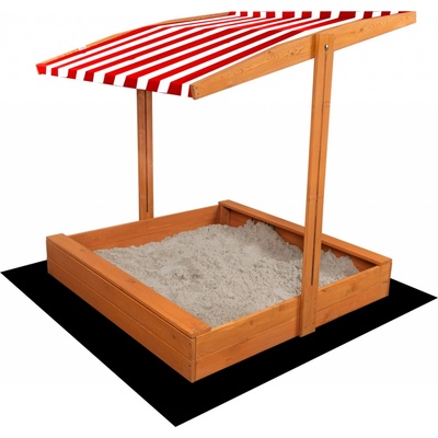 Sand Tropic Dřevěné pískoviště se stříškou 120x120cm červeno-bílé