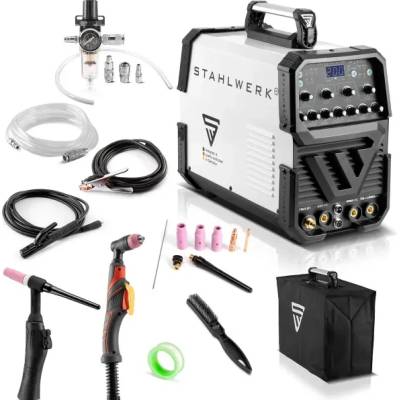 STAHLWERK Апарат за заваряване и плазмено рязане STAHLWERK AC/DC WIG/TIG 200 Puls SET 1/ 10-200А (1001)