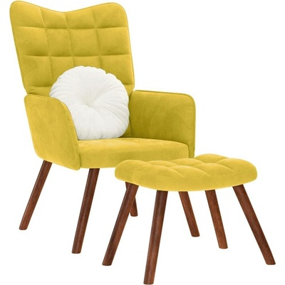 vidaXL 4016828 Relaxační s taburetkou žluté sametové