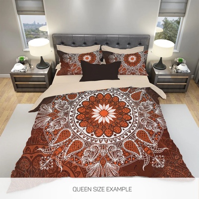 Памучен био сатен спално бельо Boho Brown