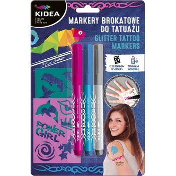 Image 1 of kidea - Маркери за татуировки 3 бр. + 12 шаблона