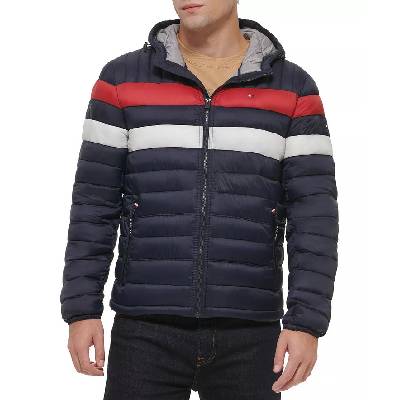 Tommy Hilfiger prošívaná zimní pánská bunda Quilted Color Blocked tmavě modrá L