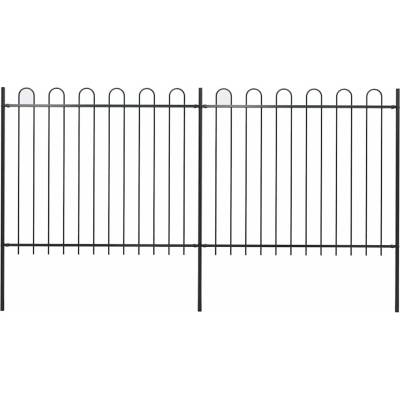 OMAXI Zahradní plot s obloukem nahoře ocelový 337 x 150 cm černý 710969