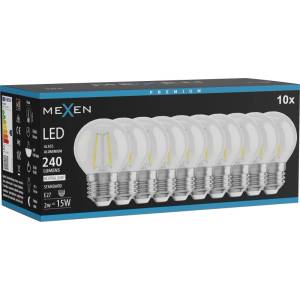 Mexen Vintis 10x LED нажежаема жичка-крушка E27, G45, 2W, неутрална - 4000K, 240 lm, (L156-E27-0240-00x10)