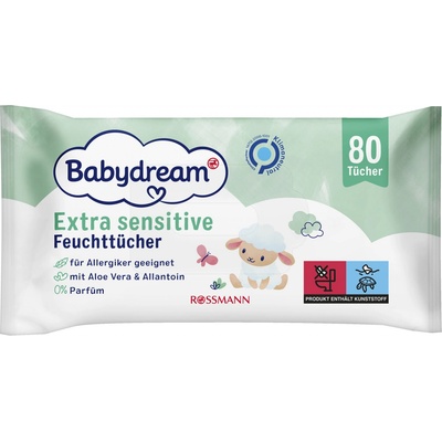 Babydream Vlhčené ubrousky extra sensitive 80 ks
