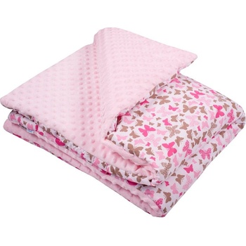 New Baby Minky Detská Deka S Výplňou Motýle Modrá