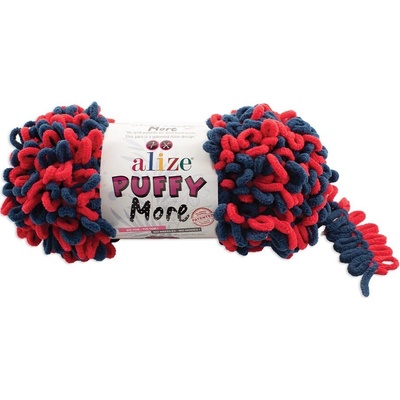 Alize příze Puffy More 6551 tmavě modrá a červená