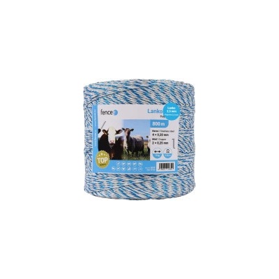 Lanko pro elektrický ohradník, průměr 2,5 mm, bílo-modré