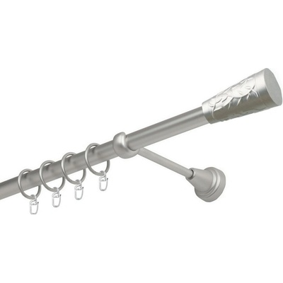 OK-GarnýžeCZ Garnýž kovová jednořadá 19mm Sevilla satina 150 cm do stěny / kroužky s háčkem