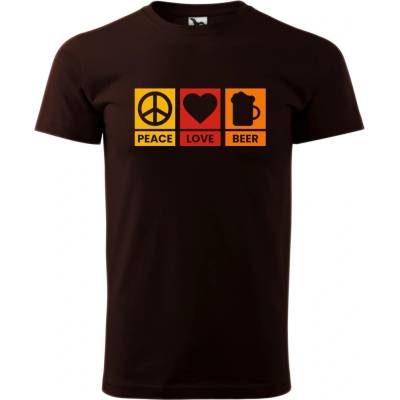 Dobrý Triko pánské tričko Peace Love beer Kávová – Hledejceny.cz