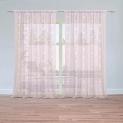 Sablio Záclony Biele bodky na ružovej: 2ks 150x250cm