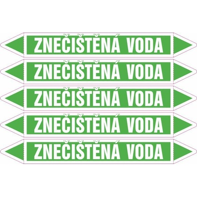 Grafiko | Znečištěná voda - dle ČSN 13 0072 - Materiál Samolepící PVC folie, Rozměr aršík 5ks šipka 350x52mm