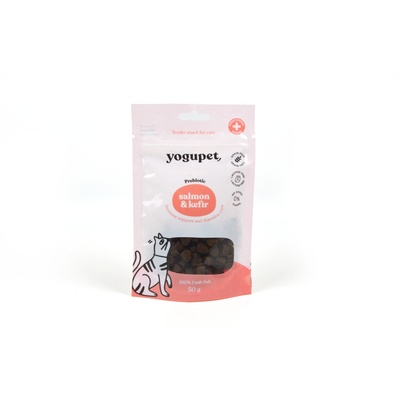 Yogupet Супер вкусни лакомства за котки със сьомга и кефир, без зърно и без глутен Yogupet 50gr - 9 от 10 котки се влюбват в тях