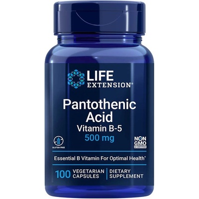 Life Extension Podpora zdravého bunkového metabolizmu Kyselina pantoténová 500 mg 100 Veg kapsúl