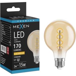 Mexen Vintis Крушка с нажежаема нишка LED E27, G80, 2W, Топла - 2200K, 170 lm, кехлибар (L165-E27-0222-50)
