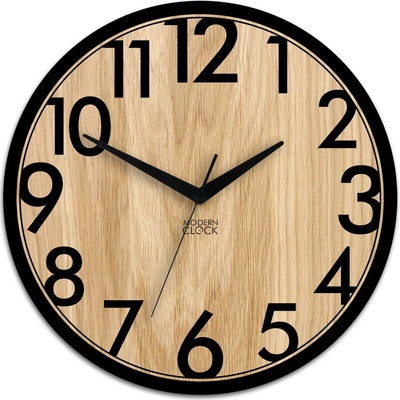 ModernClock Focus 33 cm dub přírodní černé