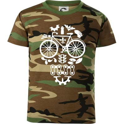 bike lebka dětské maskáčové triko hnědý maskáč