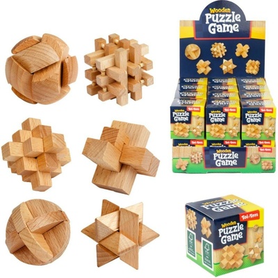 Teddies Hlavolam 3D puzzle dřevo mix druhů v krabičce 5x5cm