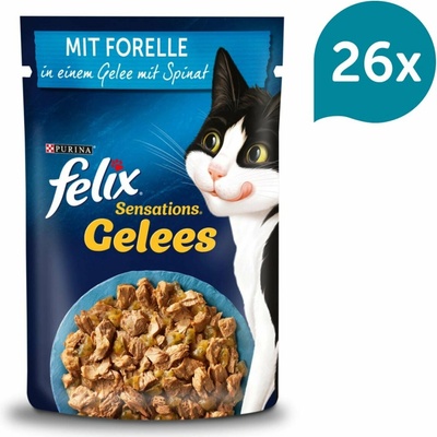 Felix Sensations želé pstruh a špenát 26 x 85 g