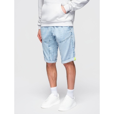 Ombre Clothing Мъжки къси дънкови панталони с декоративно прошиване - светлосини Ombre Clothing | Sin | МЪЖЕ | S