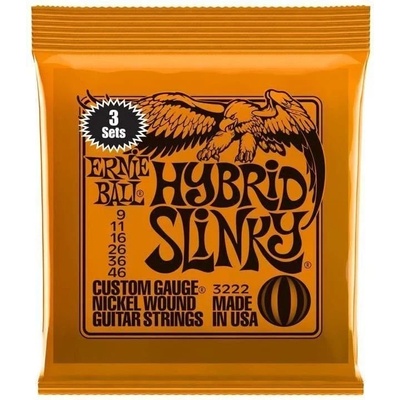 Ernie Ball 3222 Hybrid Slinky 3-Pack Струни за електрическа китара (P03222)