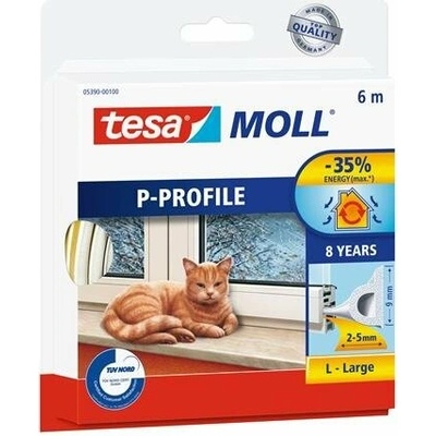 Tesa Tesamoll Samolepiaca tesnenie s profilom P 9 mm x 6 m biela