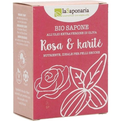 laSaponaria BIO mýdlo Růže a bambucké máslo 100 g
