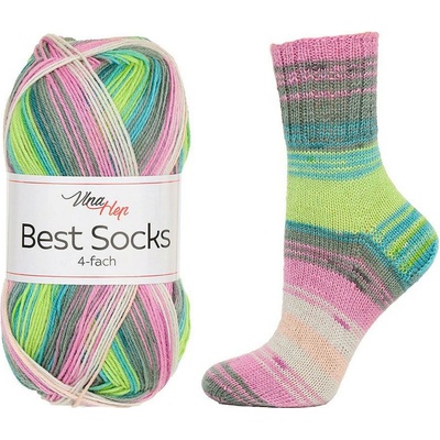 Pletací příze Best Socks samovzorovací / ponožkovka 100 g Varianta: 27 (7411) růžová sv., Balení: 1 ks 53648/133793/279074