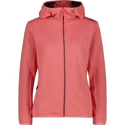 CMP Дамско поларено яке CMP Women's Striped Jacquard Jacket Fix Hood Fleece jacket - Coral - размер 44 (EU) (105-7198-0216)