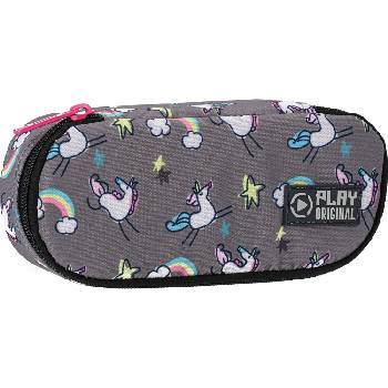 Play Овален ученически несесер Play Rainbow Unicorn - С 1 цип (162616)