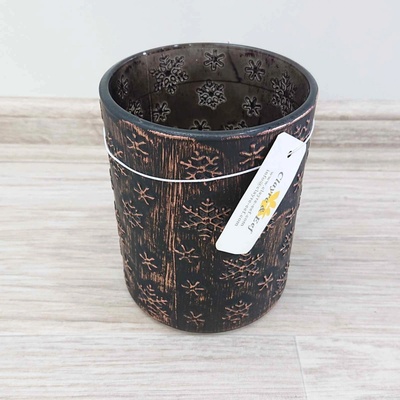 Clayre & Eef Skleněný svícen s vločkami 13 x 10 cm