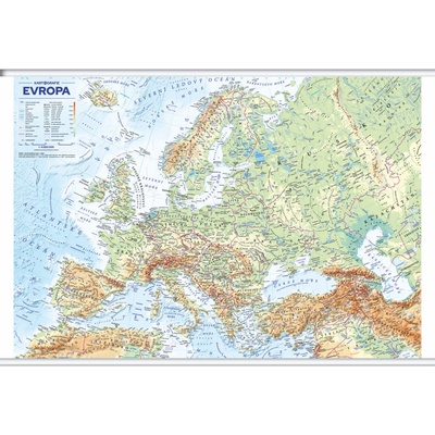 Evropa nástěnná obecně zeměpisná mapa