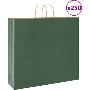 vidaXL Хартиени торбички 250 бр с дръжки зелени 54x15x49 см (4101738)