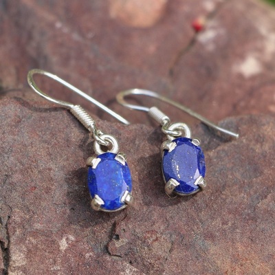 Drakkaria BROUŠENÝ LAPIS LAZULI stříbrné náušnice P39626
