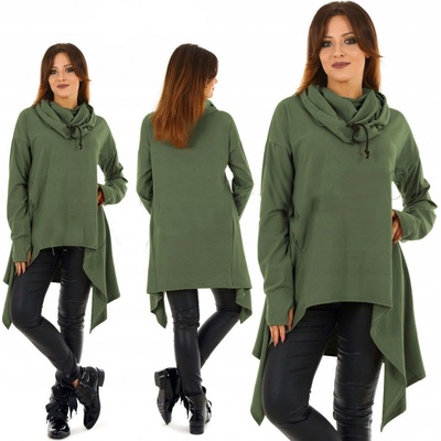 Fashionweek asymetrická Sportova Mikina široký komín MF1 F331 Khaki