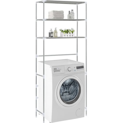 vidaXL Стелаж за съхранение над пералня 3 рафта сребрист 69x28x169 см (282465)