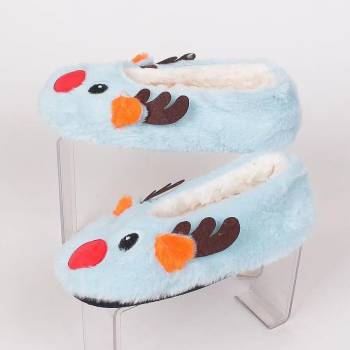 Image 1 of Дамски пухкави пантофи-балеринки в синьо - еленче