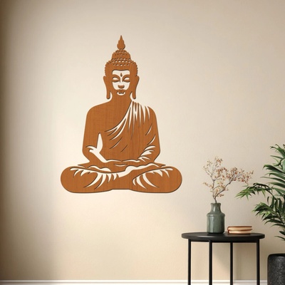dřevo života Dřevěný obraz Buddha – Energie klidu Rozměry (cm): 73x95, Zvolte barvu dekoru: Třešeň