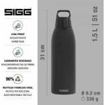 SIGG - Insulated drinking bottle - Thermos bottle Shield Therm One Black - carbonated drinks - leak-proof - dishwasher safe - BPA-free - 90% recycled stainless steel - black - 1.5L - 6167.80