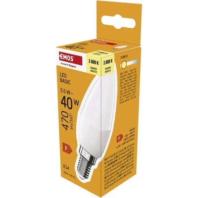 Emos Basic sviečka 5.5W E14 470lm teplá biela ZL3F22