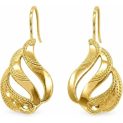 INFINITYSILVER Stříbrné náušnice kapky ryté zlacené 433508G