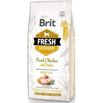 Brit Fresh Chicken with Potato Adult Great Life за пораснали кучета от всички породи, с прясно пилешко месо и картофи 12 кг