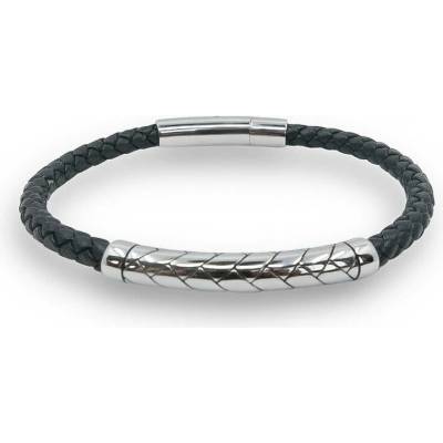 Bangles.cz pánský kožený náramek s ocelovým prvkem 2500