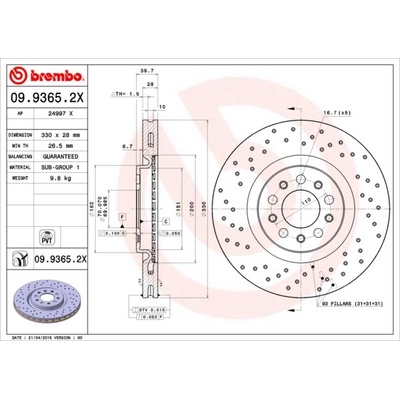 BREMBO Brzdový kotúč 0993652X