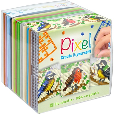 Pixelhobby Комплект от 3 мозайки с пиксели Classic, Pixelhobby, Куб - Малки птички (29040-SmallBirds)