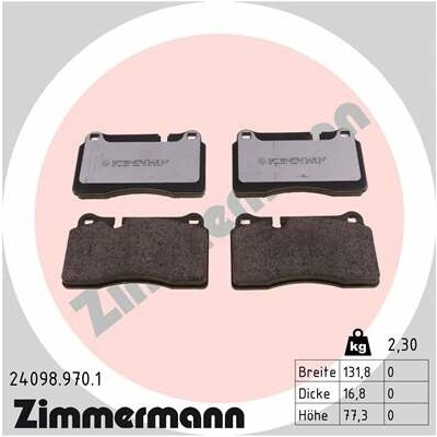 Sada brzdových platničiek, vždy 4 kusy v sade ZIMMERMANN 24098.970.1 (240989701)