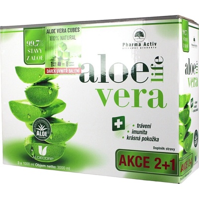 PHARMA ACTIV AloeVeraLife 3 x 1000 ml + Aloe Vera Cubes 10 g