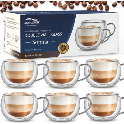 Aqualogis Sklenice na kávu a čaj 6 x 270 ml