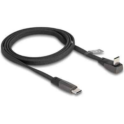 Delock USB 2.0 Плосък кабел USB Type-C мъжки - USB Type-C мъжки USB Type-C мъжки извит PD 3.0 60 W 1 м черен