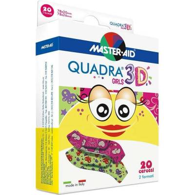 Quadra 3D Dívky Dětské barevné náplasti 2 velikosti 20 ks